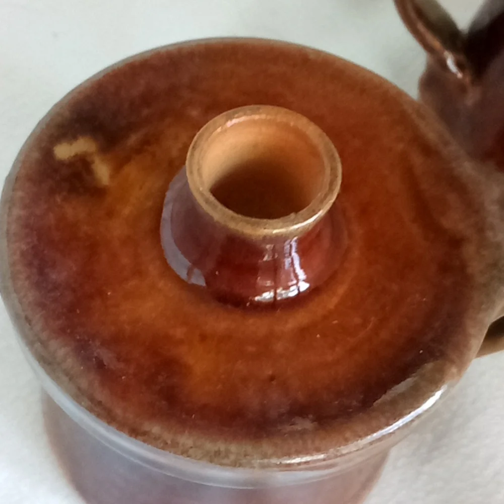 Drip pottery hand made folk art pottery candle holders